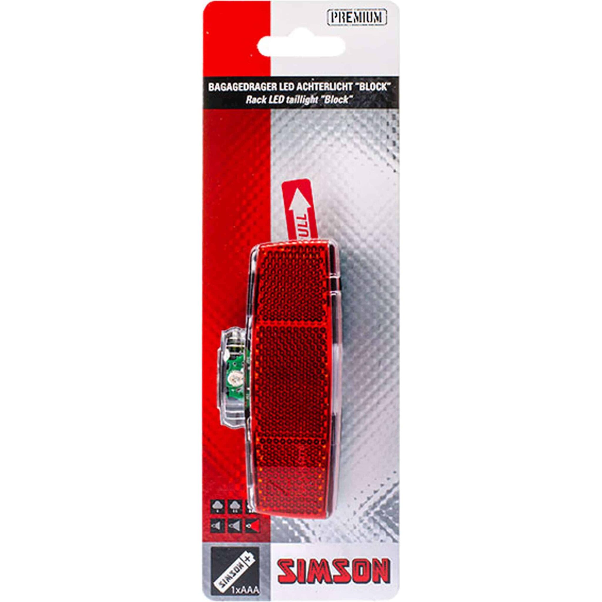 Simson achterlicht Block batterij 80mm