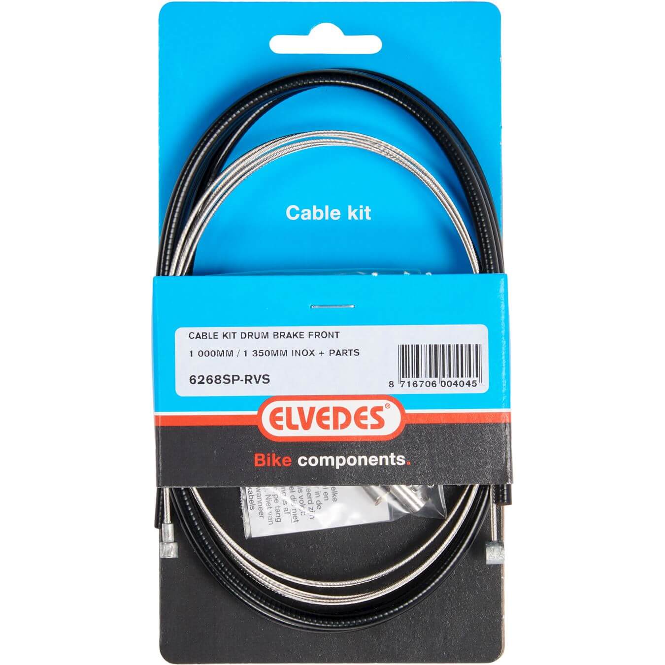 Elvedes remkabel kit voor + inbus draadeind rvs zwart