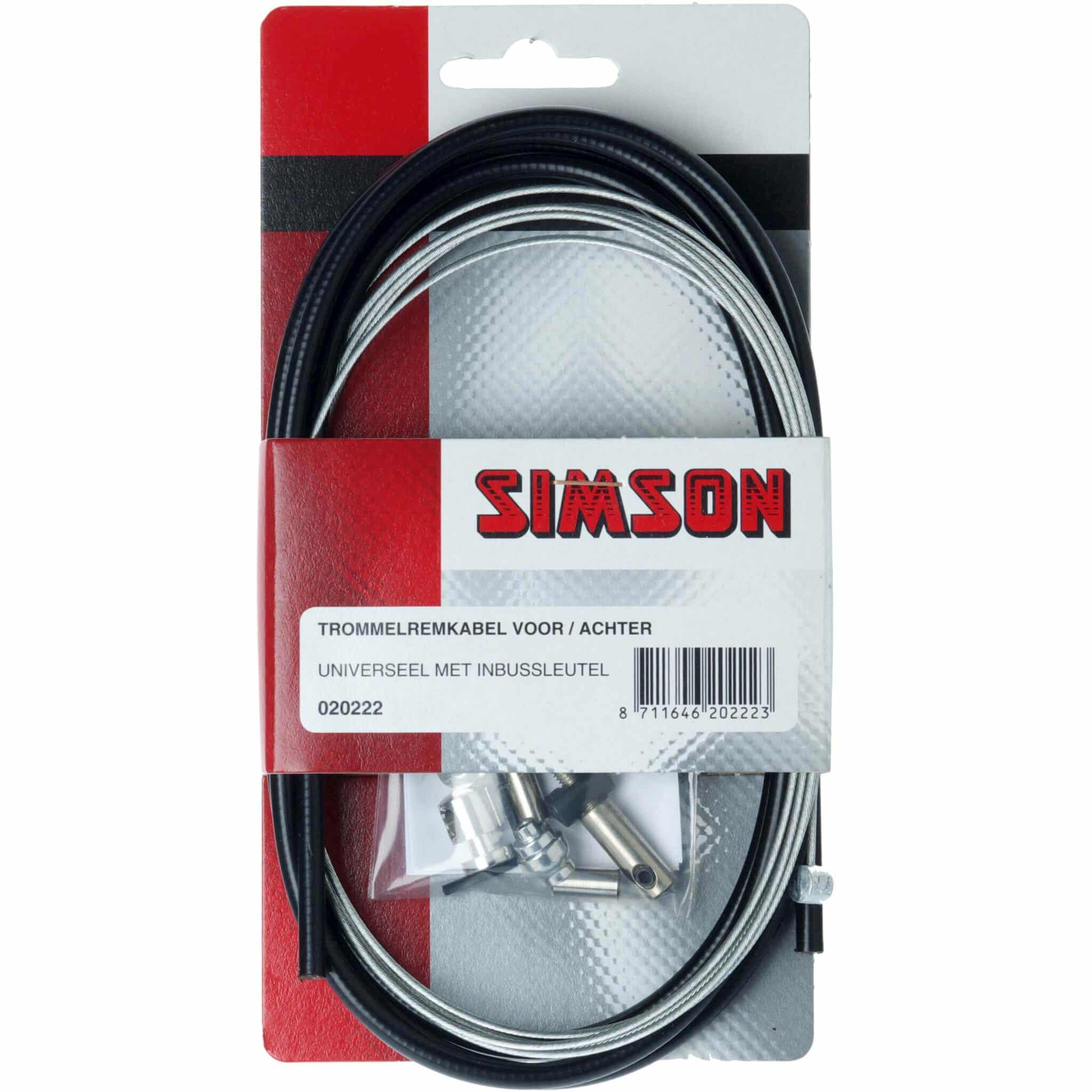Simson remkabel set universeel met inbus RVS zwart