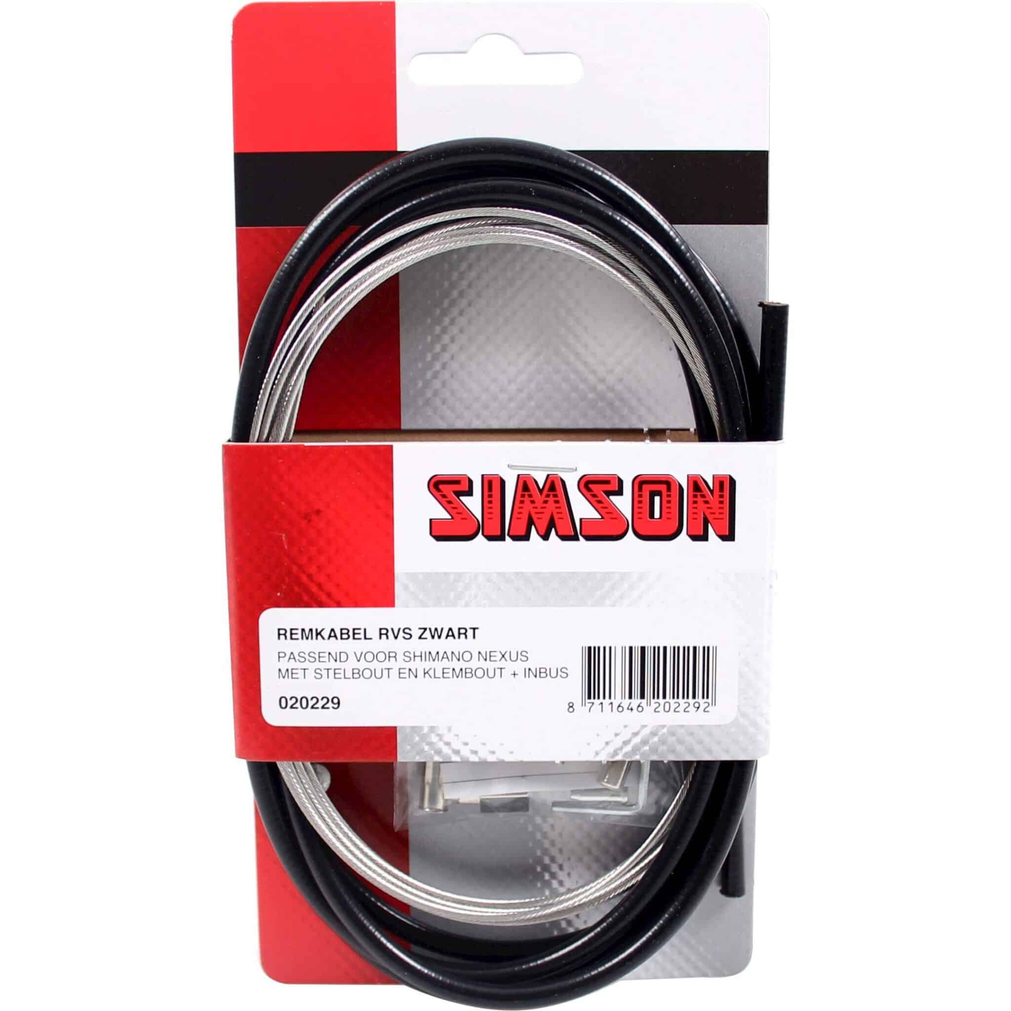 Simson remkabel Nexus RVS met stelbout + inbus zwart