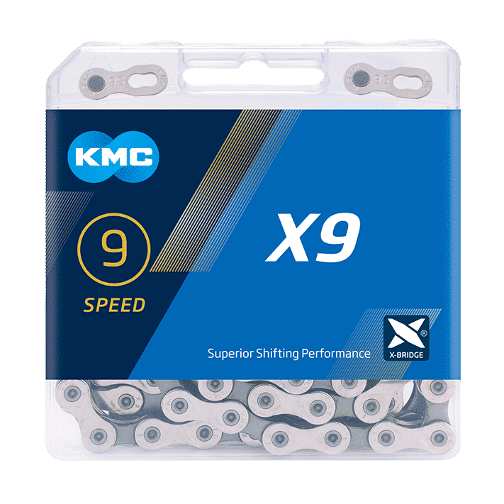 KMC Catena per bicicletta X9 Silver/Grey, 1/2 x 11/128, rotolo da