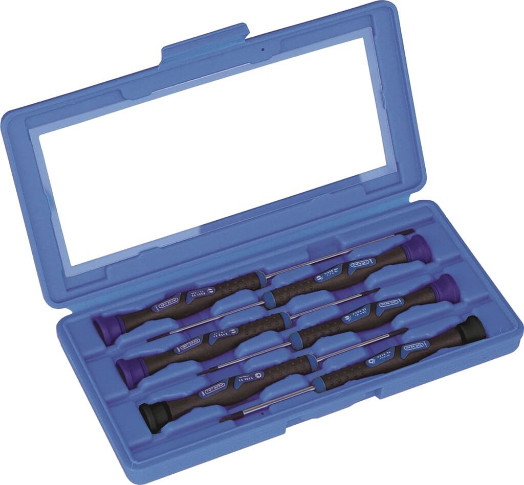 Cyclus schroevendraaierset precisie, 4x sleuf/2x kruiskop