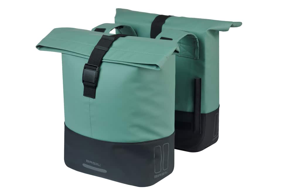 Basil fietstas dubbel Cove zilvergroen/zwart 28-32L