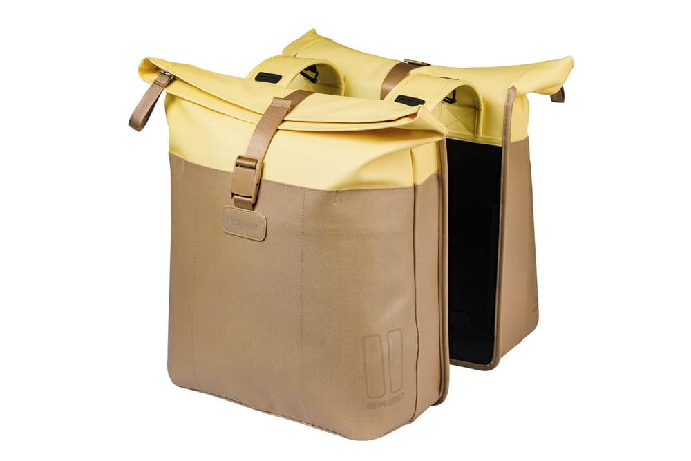 Basil fietstas dubbel Vive zand/geel 28-35L