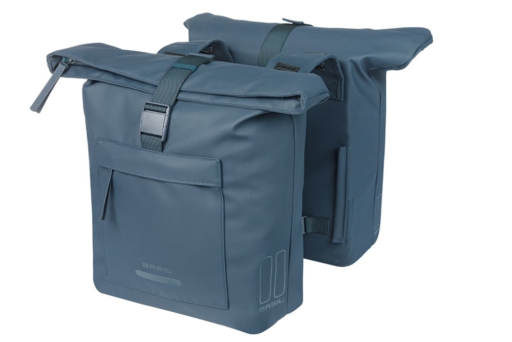 Basil fietstas dubbel Brooklyn marine blauw 41L