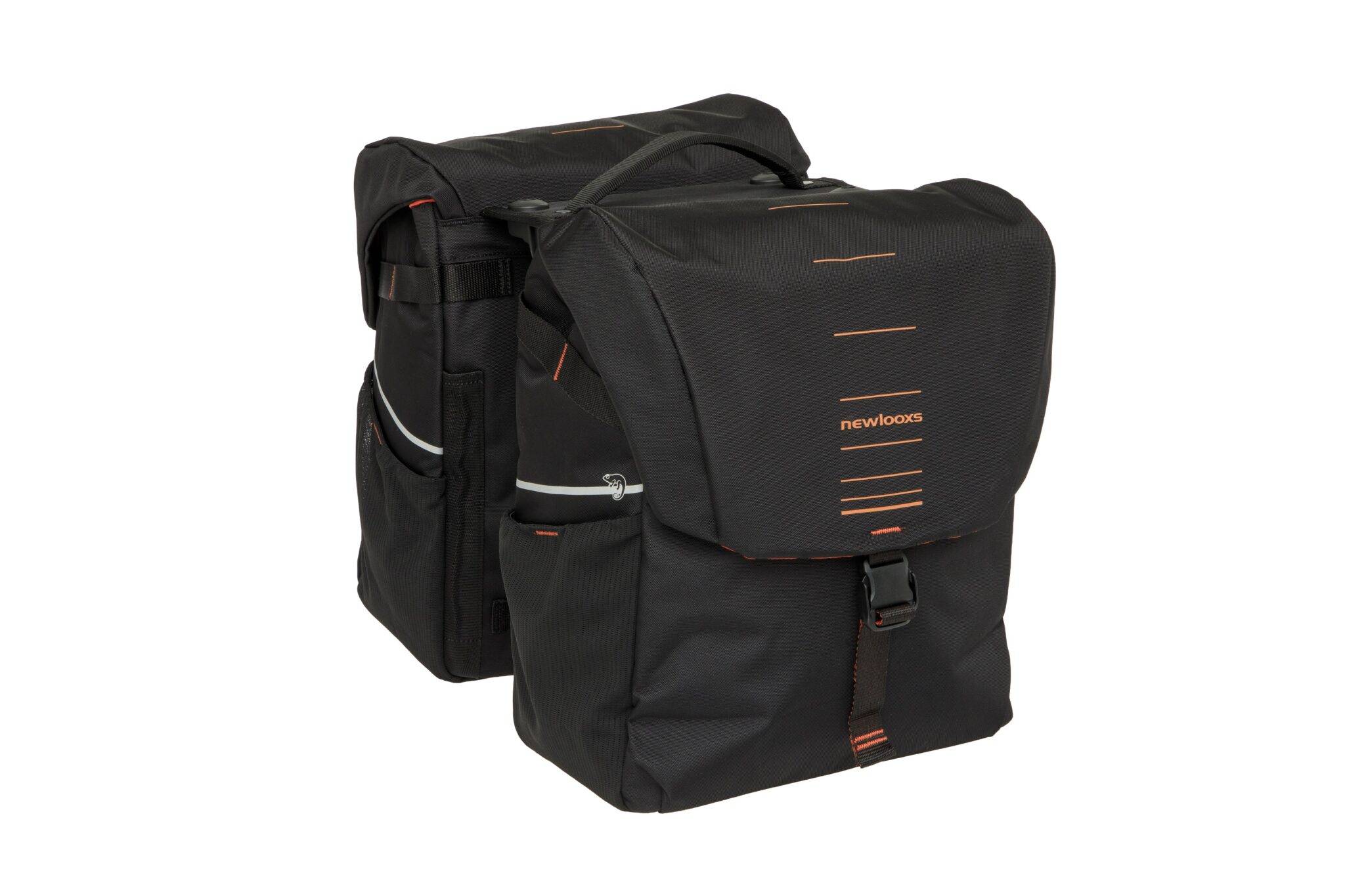 New Looxs fietstas dubbel Vigo black orange Racktime2 40L