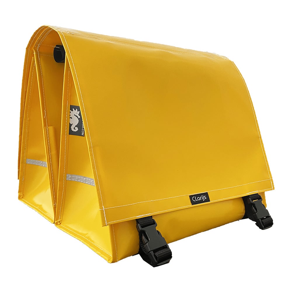 Clarijs fietstas dubbel XL PVC 46L met uitsparing geel