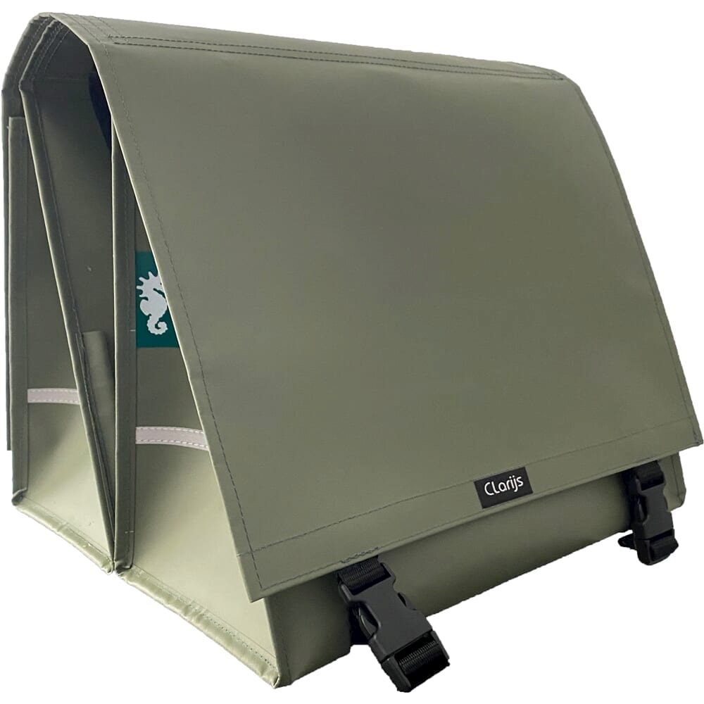 Clarijs fietstas dubbel L PVC 40L met uitsparing mat olijf