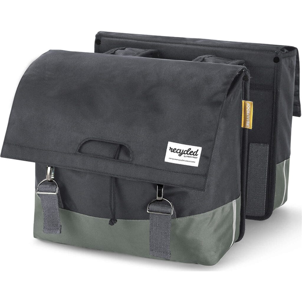 Urban Proof fietstas dubbel recycled groen grijs 40L