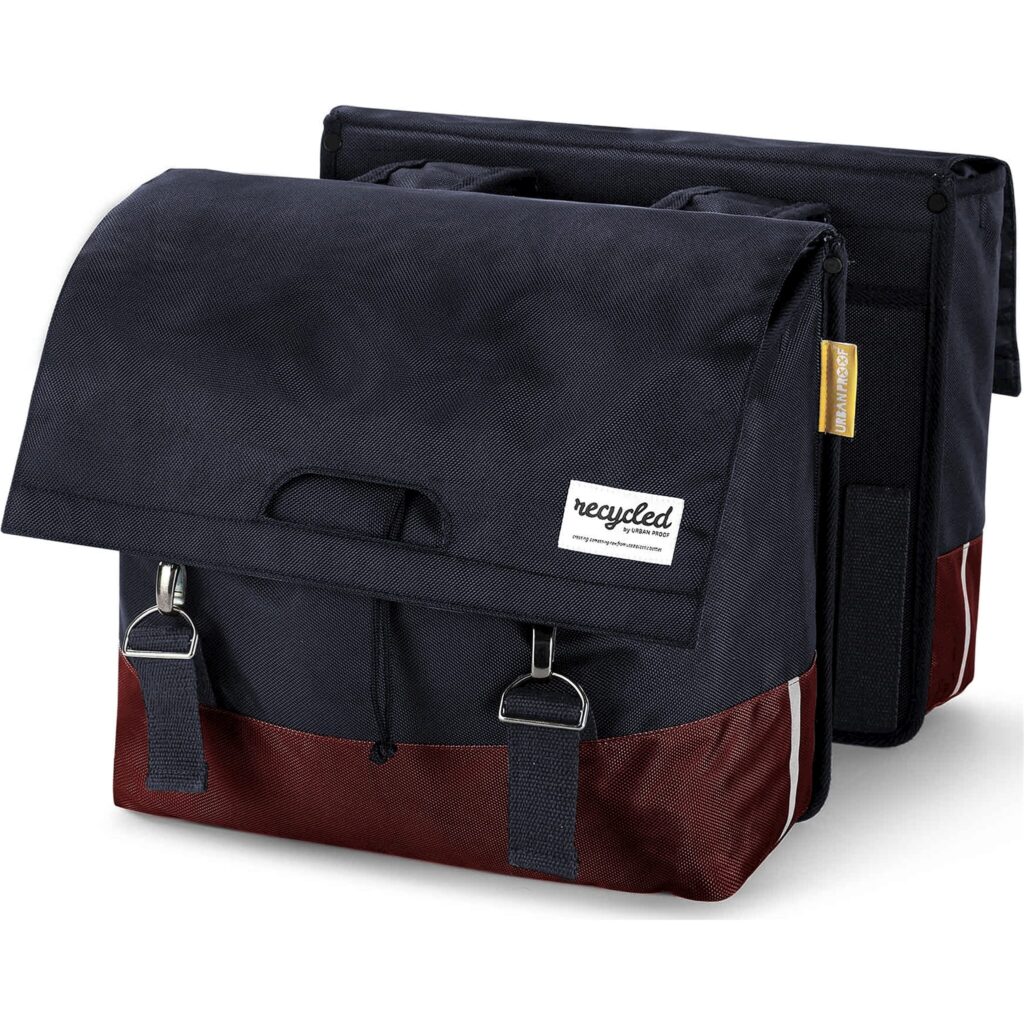 Urban Proof fietstas dubbel recycled rood grijs 40L