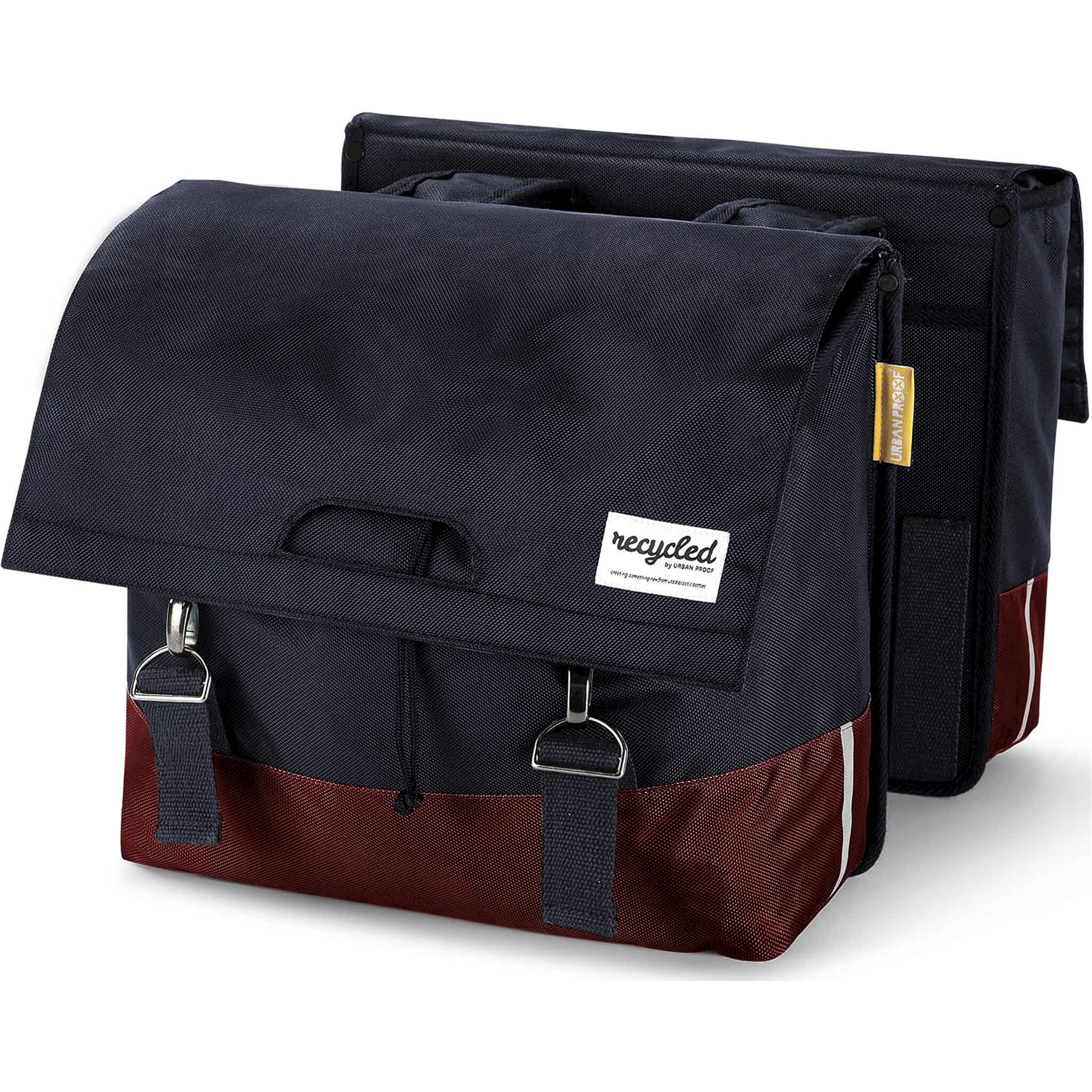 Urban Proof fietstas dubbel recycled rood grijs 40L