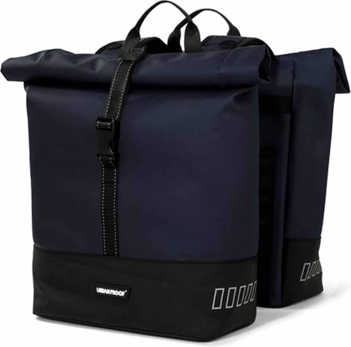 Urban Proof fietstas dubbel Rolltop bag recycled blauw 38L