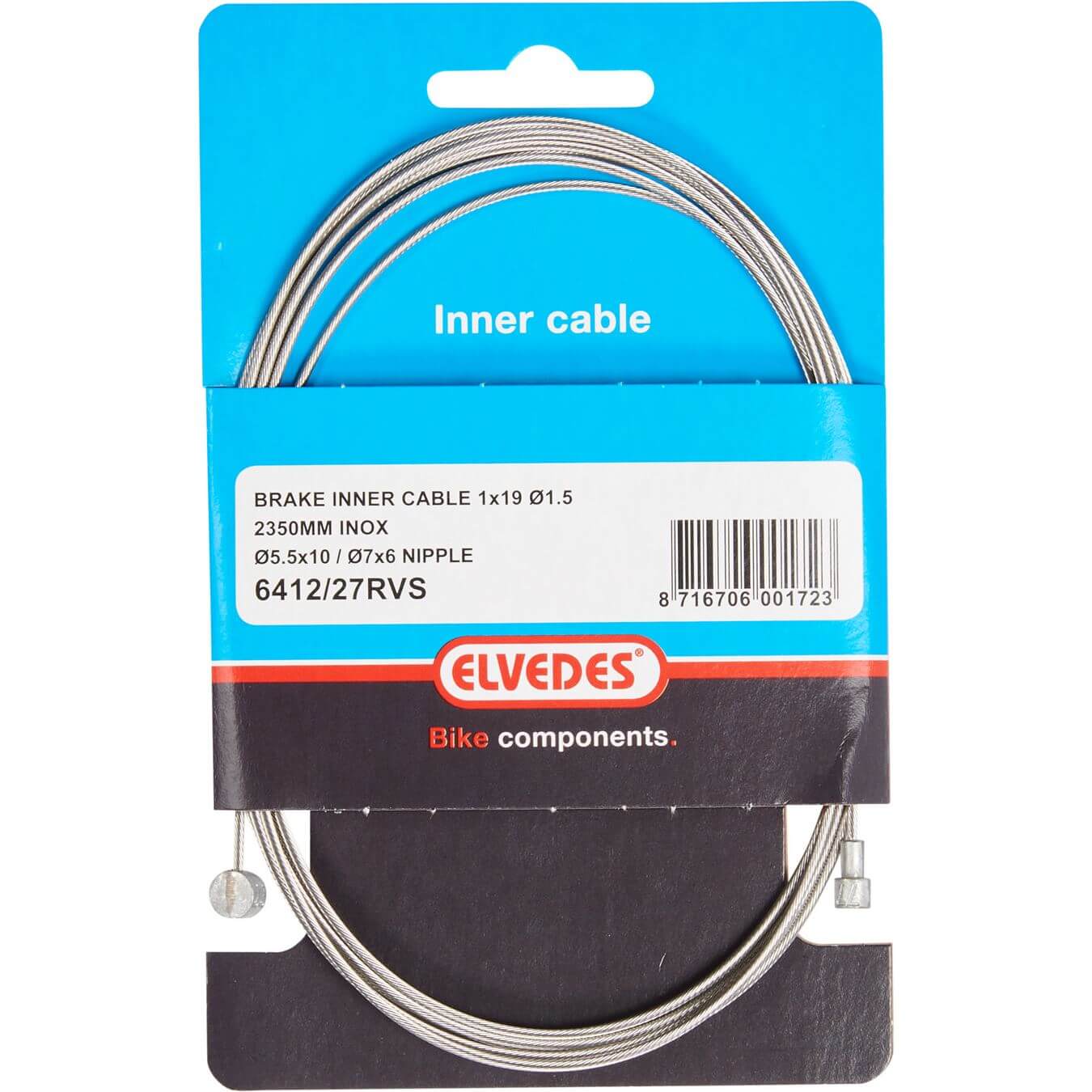 Elvedes rem binnenkabel rvs 2 nippels ton 7x6 peer 5.5x10