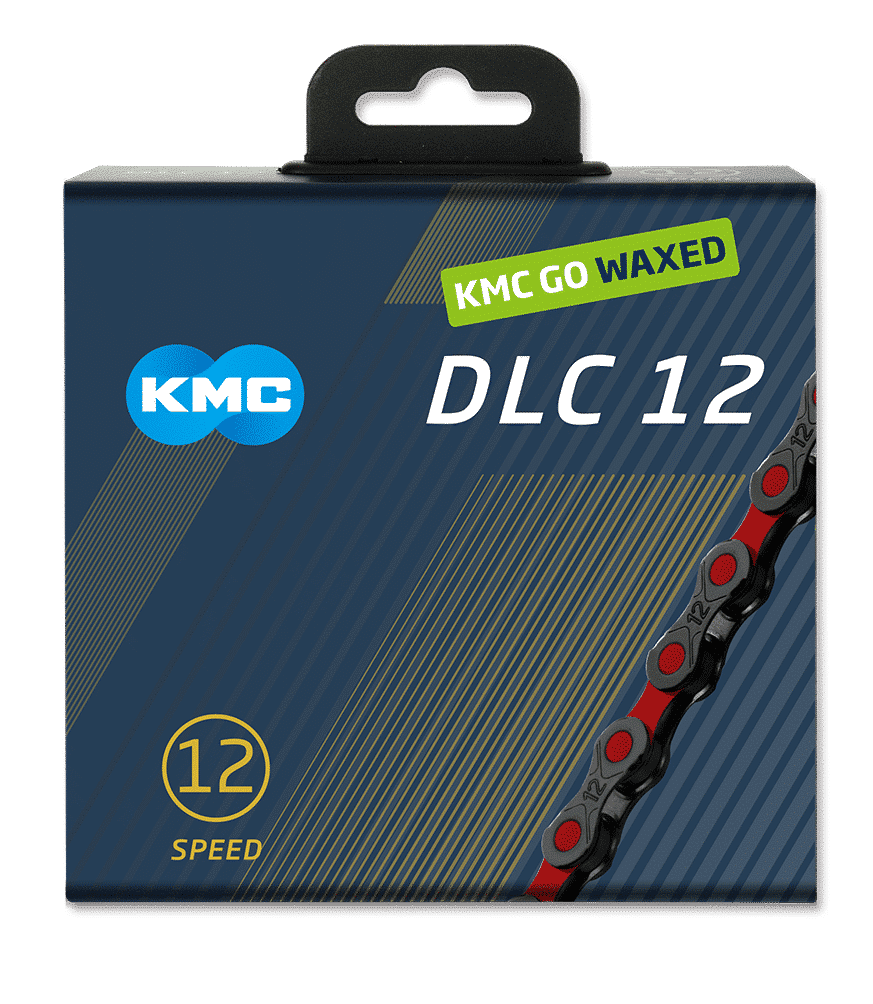 KMC ketting DLC12 black/red 126s waxed