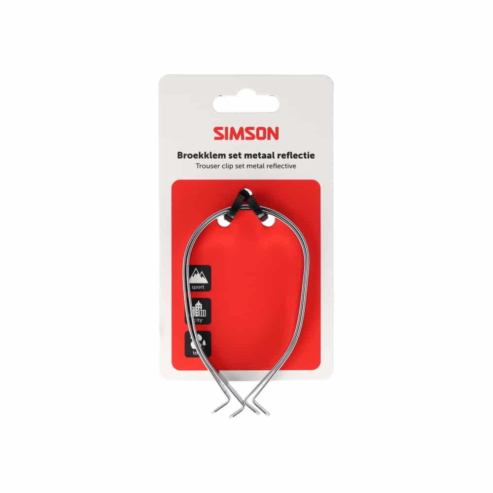 Simson broekklemmen metaal met reflectie