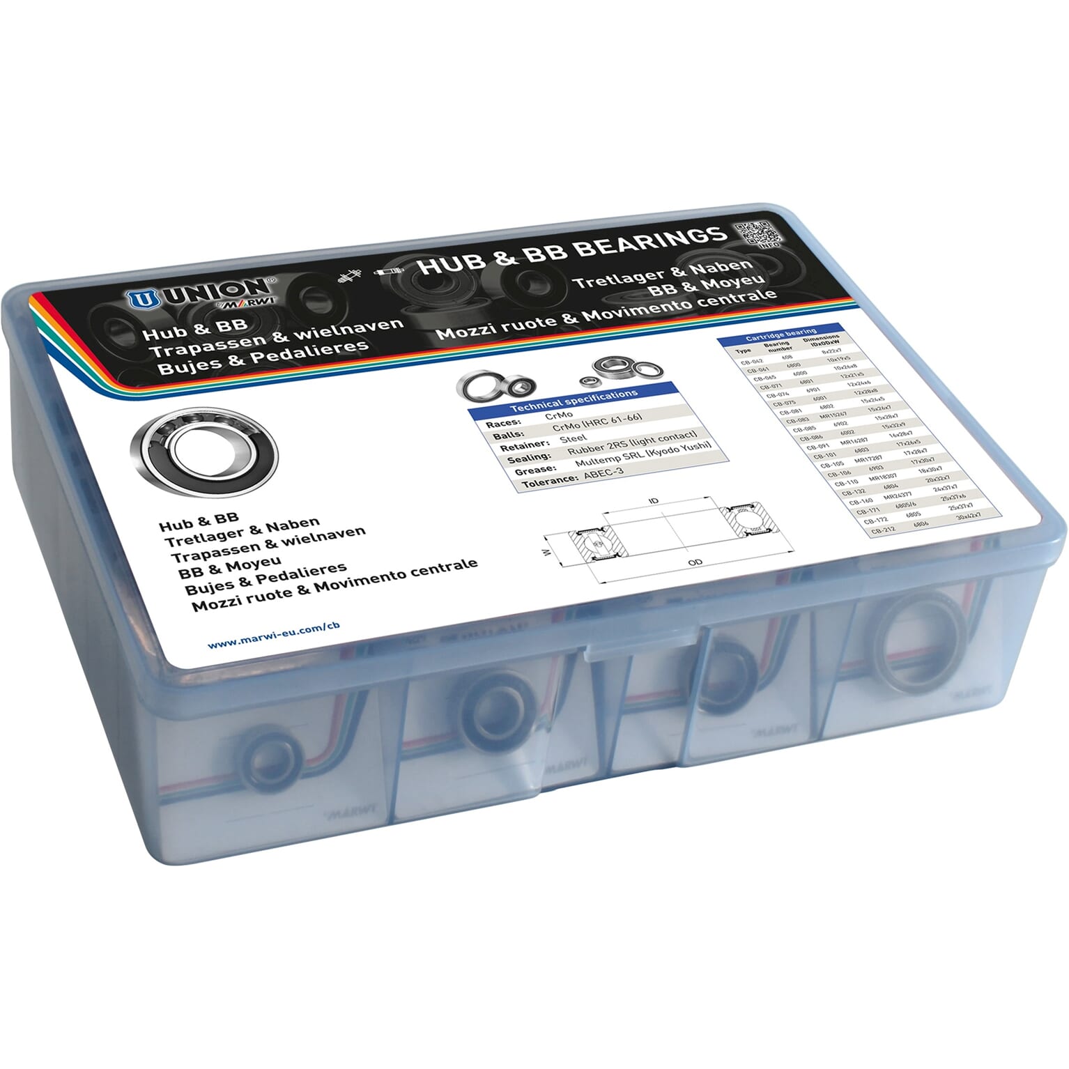 Union Wielnaven & trapassen kogellager assortimentsbox
